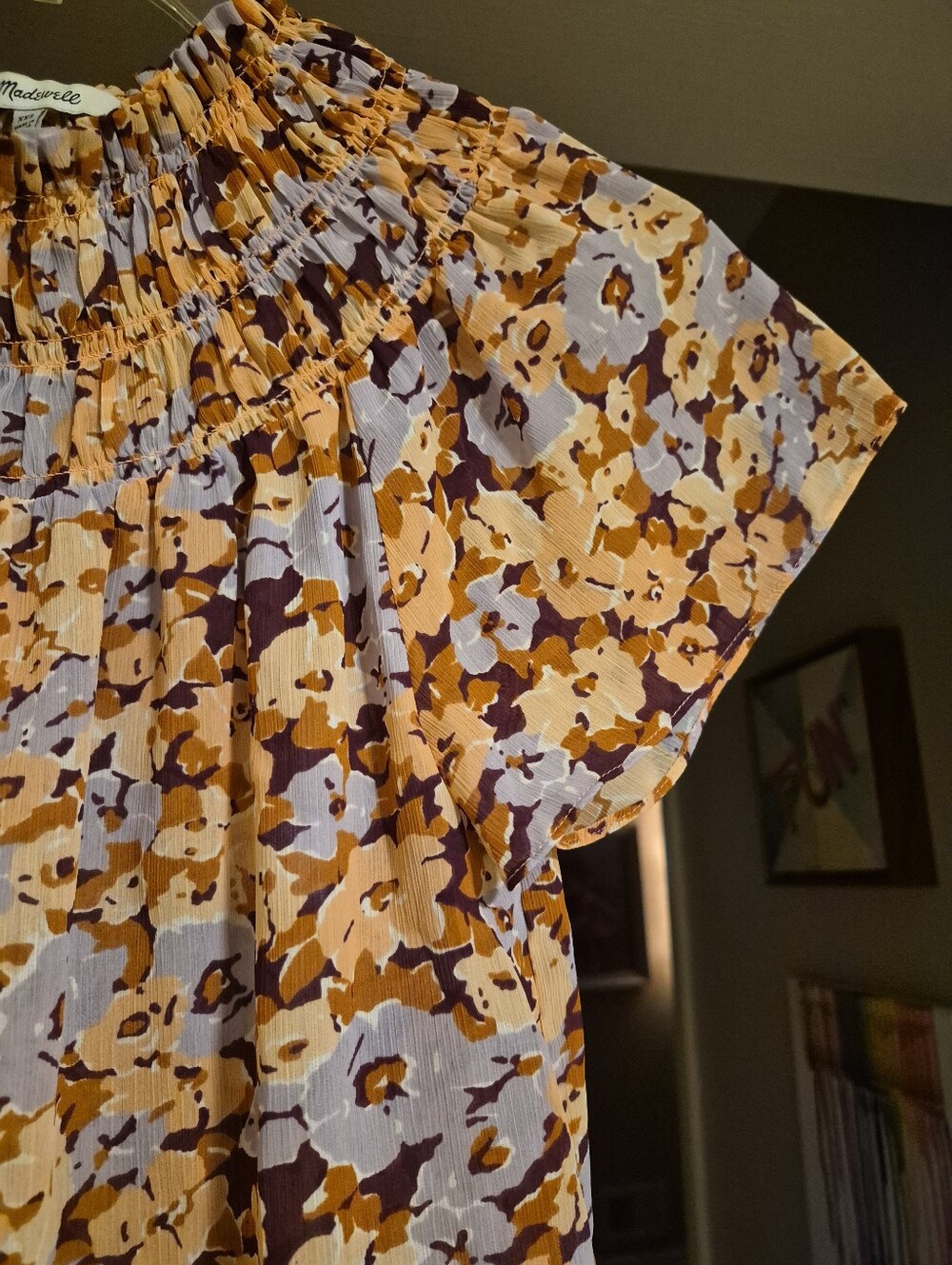 Madewell Floral Smocked-Neck Blouse - Picture 4 of 6